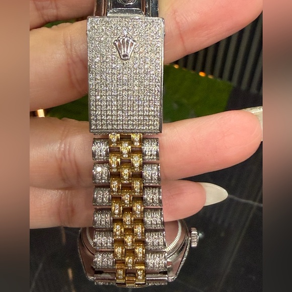 Rolex Women’s Watch White Dial Diamond Bezel & Bracelet – Aftermarket Diamonds - Picture 3 of 6